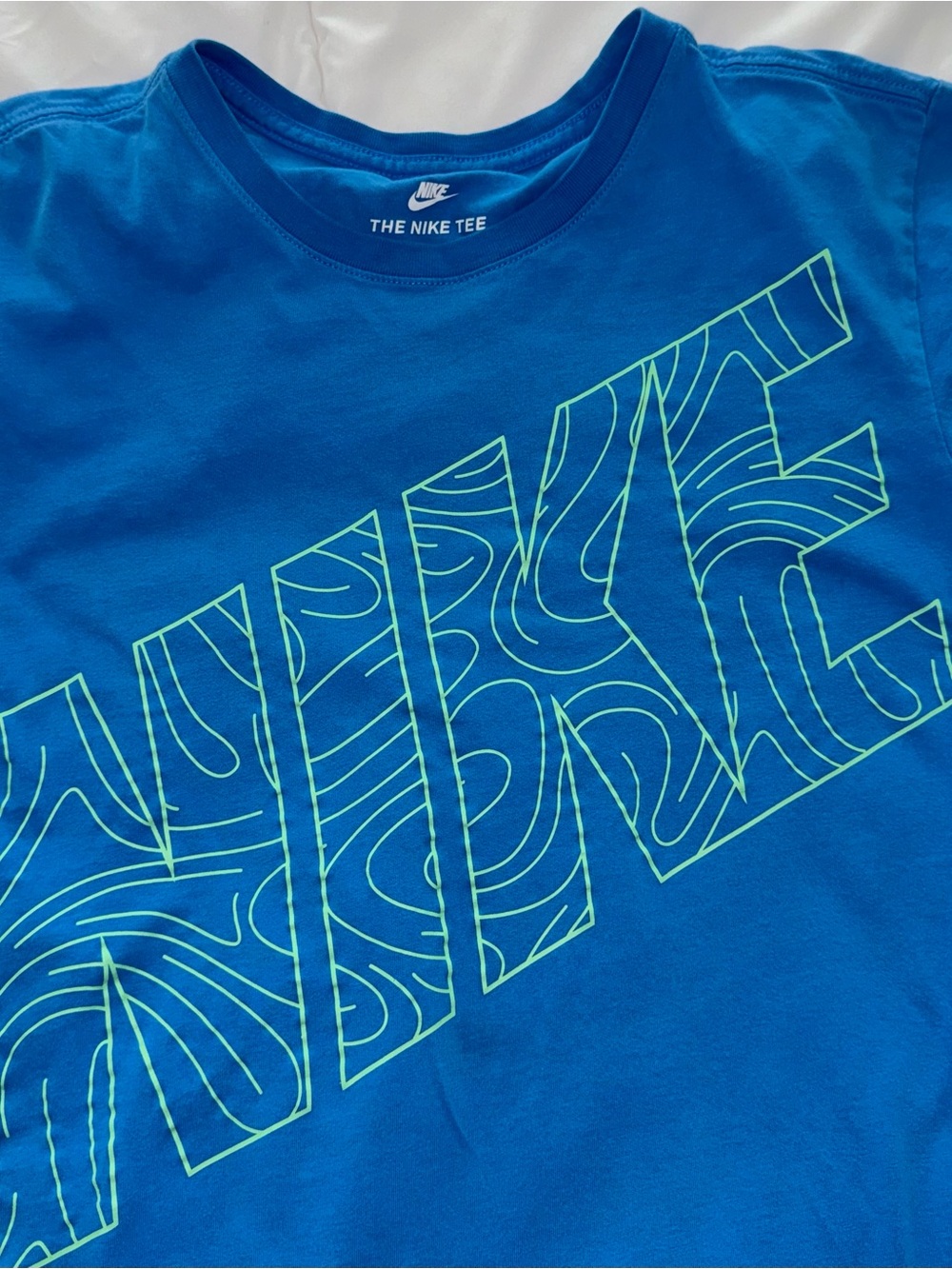 Nike Bright Blue Tee with Lime Outline Graphic